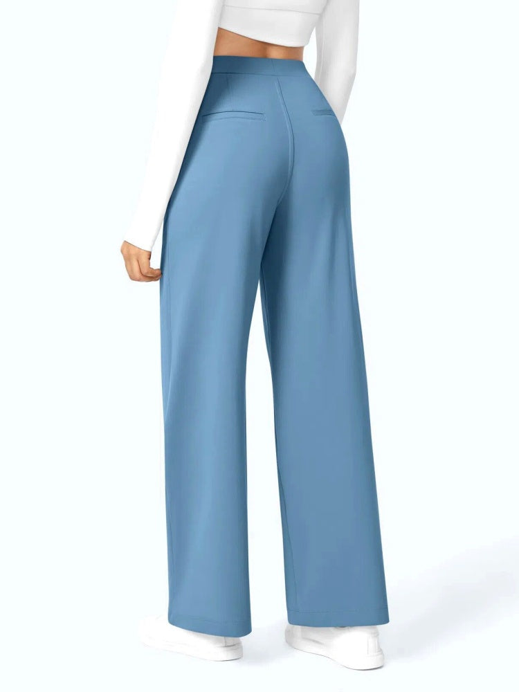 High Waisted Pleated Wide Leg Trousers