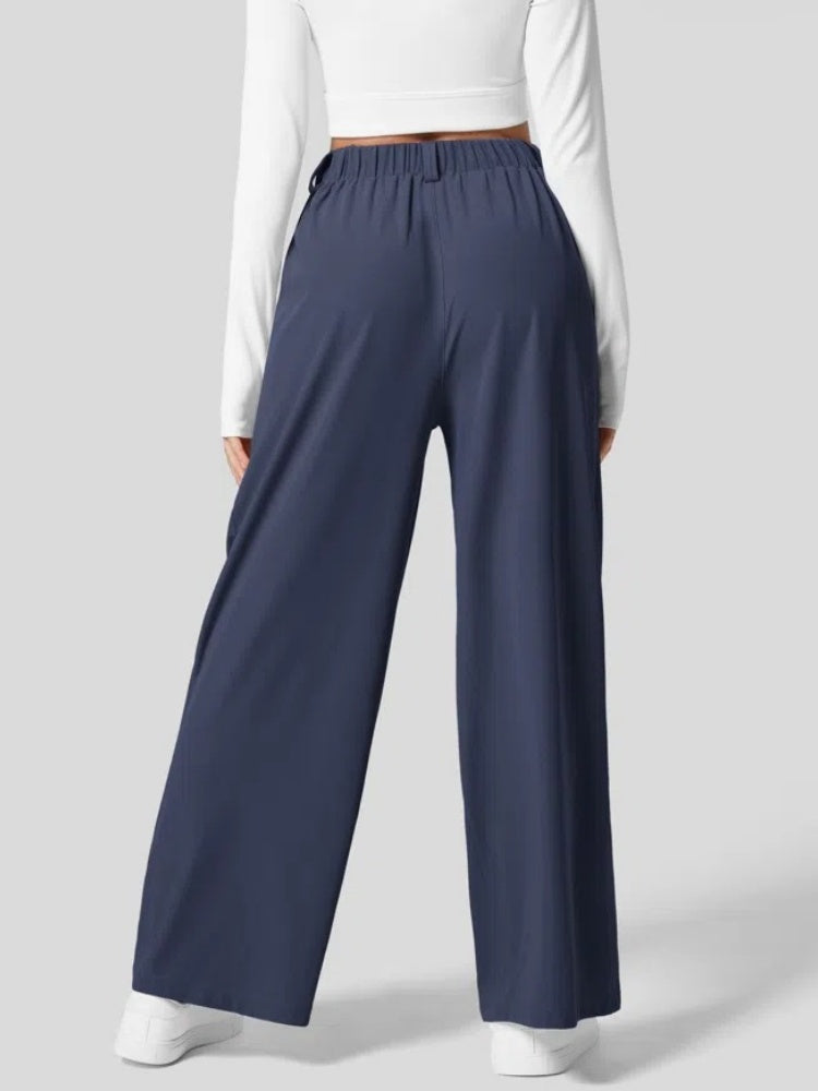 Drawstring Elastic Waist Wide Leg Pants