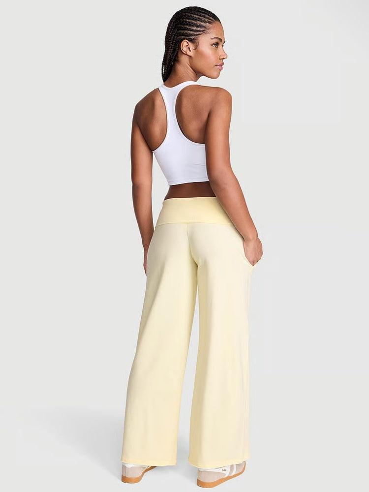 High Waisted Fold-Over Wide Leg Pants