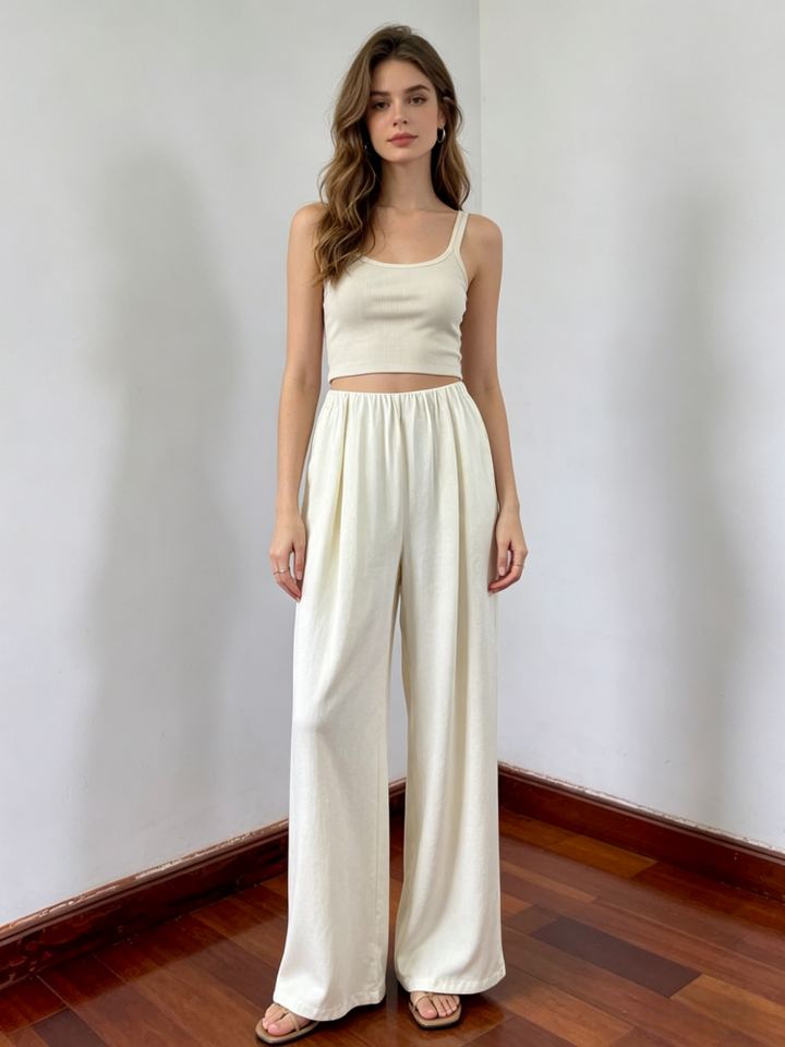High Waisted Wide Leg Ice Silk Pants