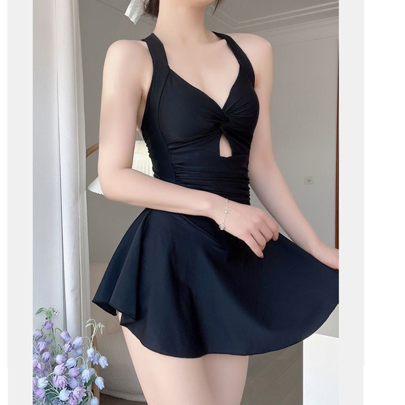 Elegant Twist Front Swim Dress