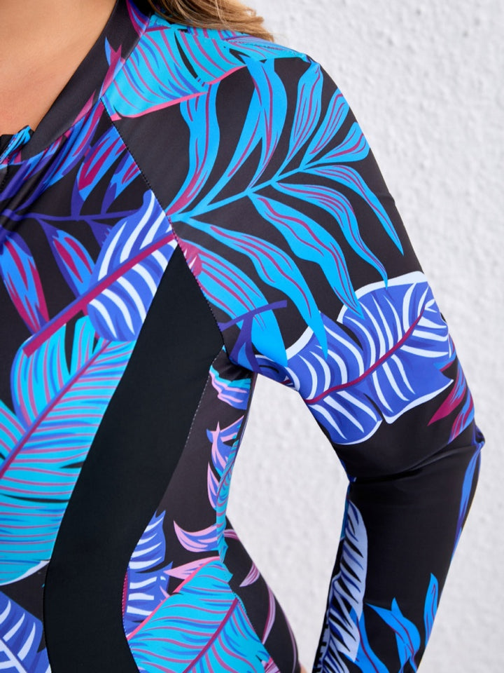 Plus Size Long Sleeve Zip Swimsuit – Slimming &amp; Sun Protection
