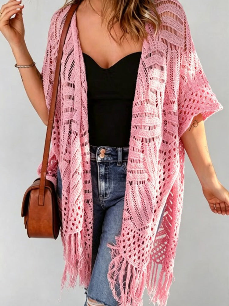 Beach vacation sun protection knitted tassel cover-up
