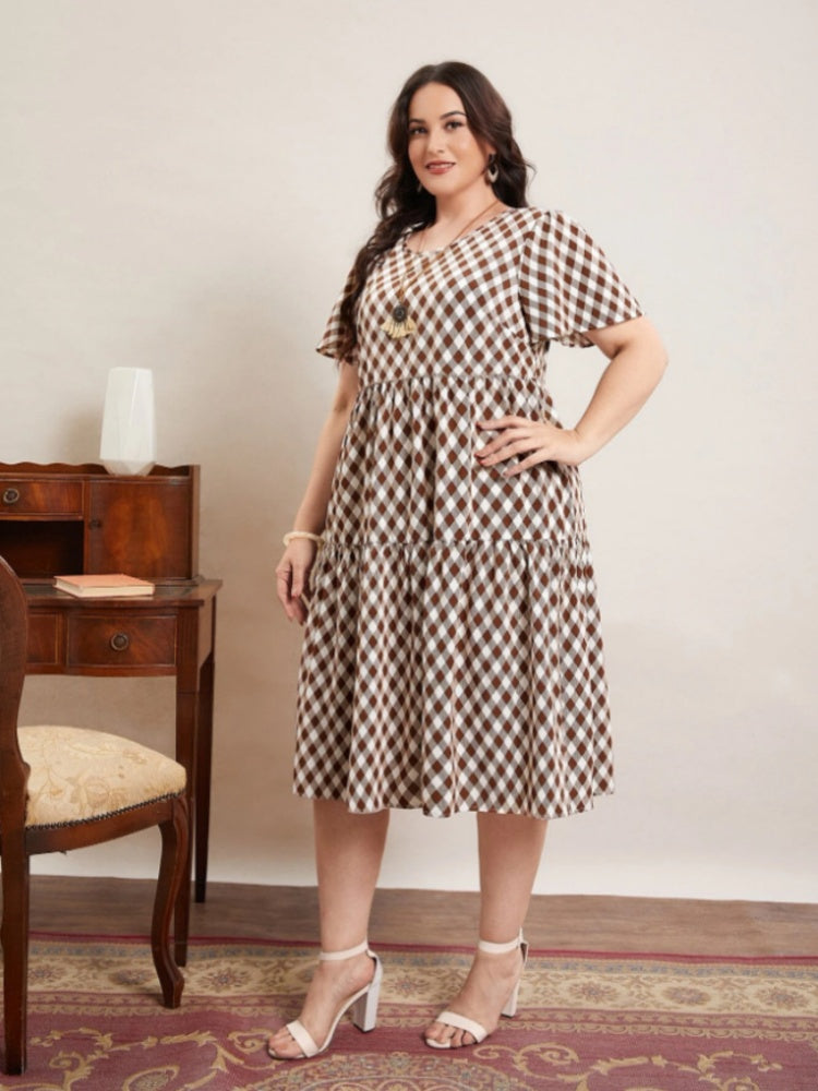 Plus-size vintage plaid dress