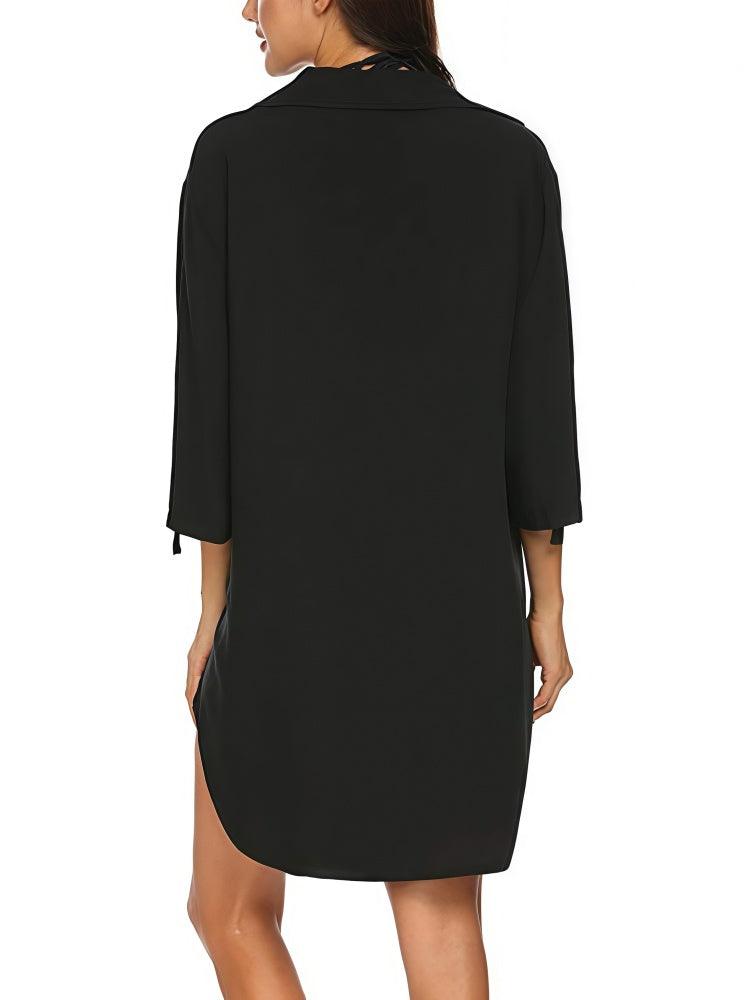 Spring/Summer Solid Color Loose-fitting Shirt Versatile Chiffon Blouse