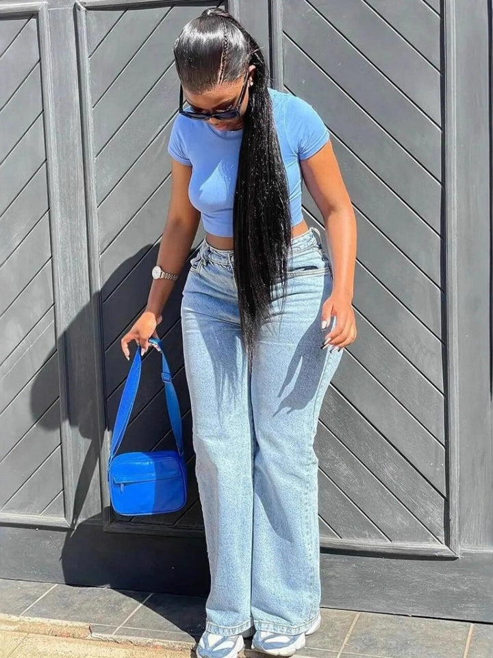 Light Wash High Waist Flare Jeans