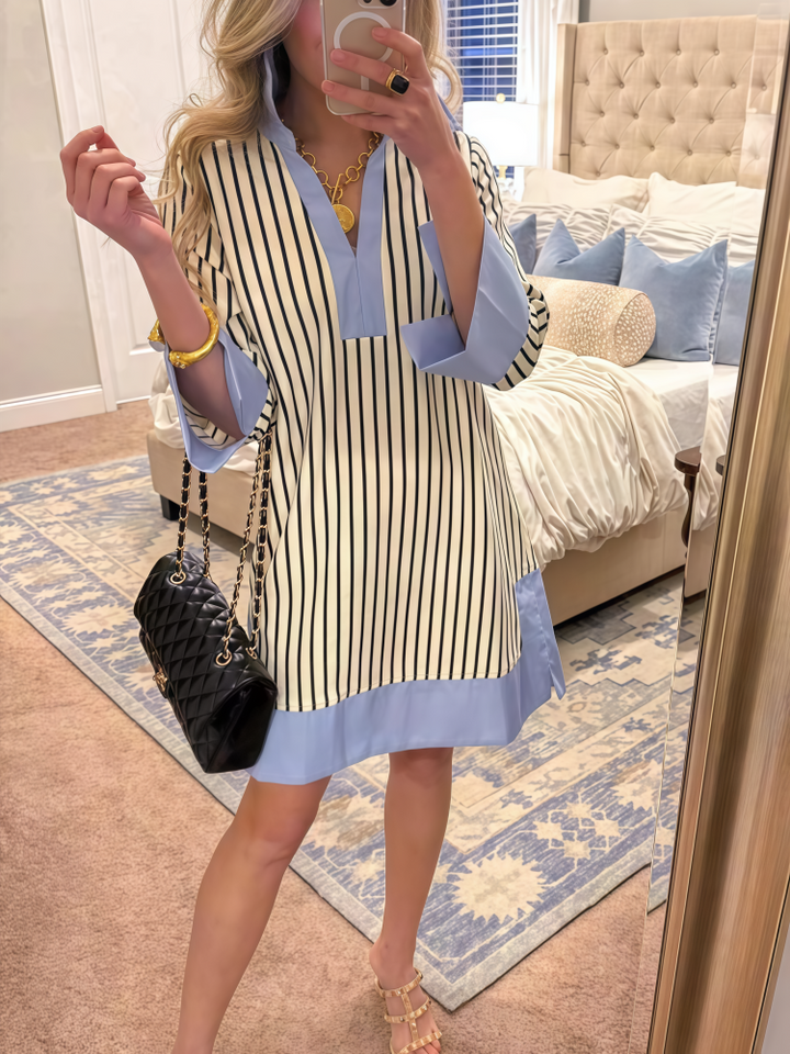 Striped Color Block Tunic Dress