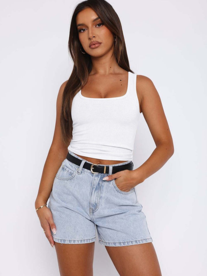 Ribbed &amp; Smooth Crop Tank Tops