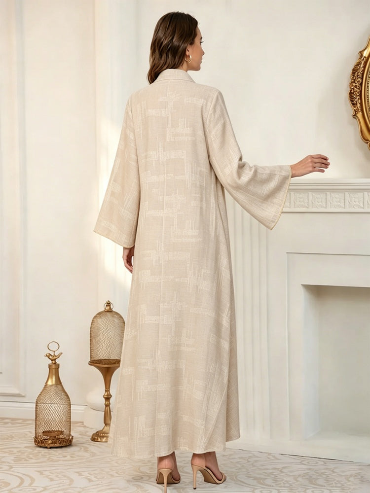 Sequin Embroidered Long Sleeve Abaya Dress