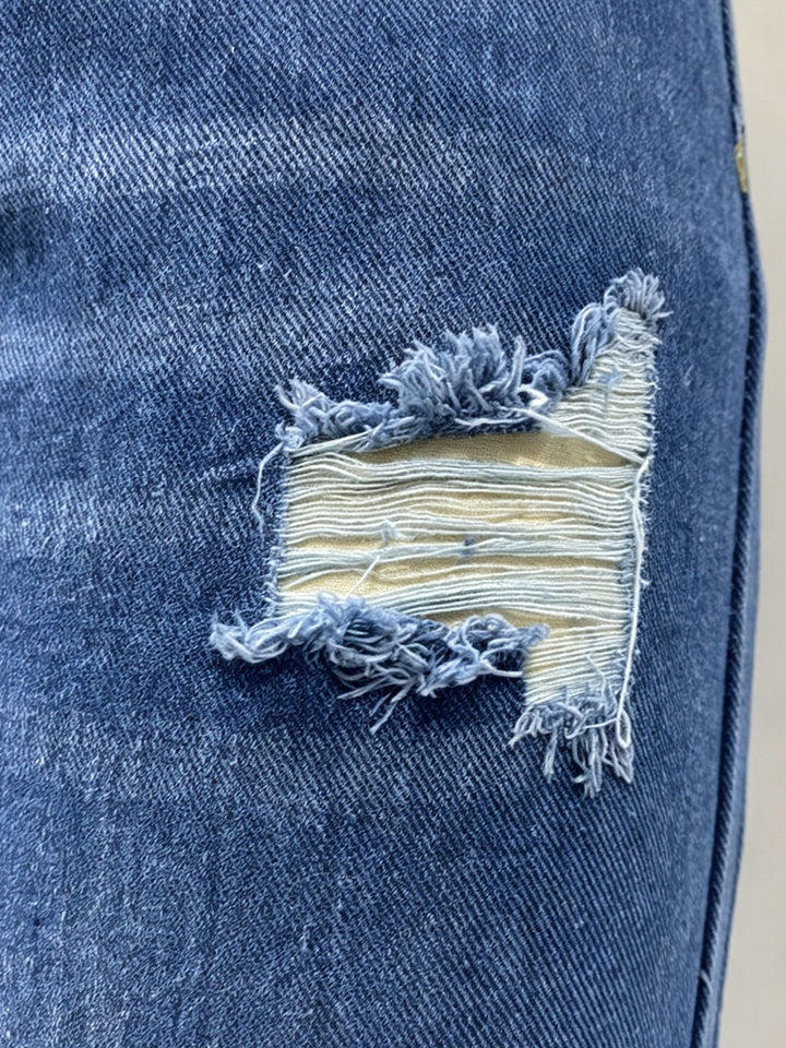 High Waist Ripped Wide Leg Jeans