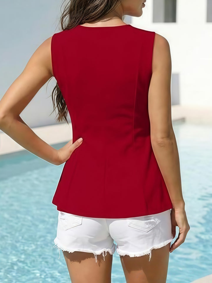 Sleeveless Round Neck Peplum Top