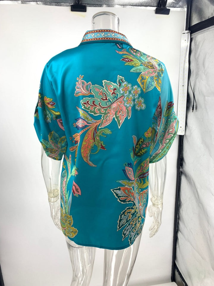 Floral Print Satin Two-Piece Set