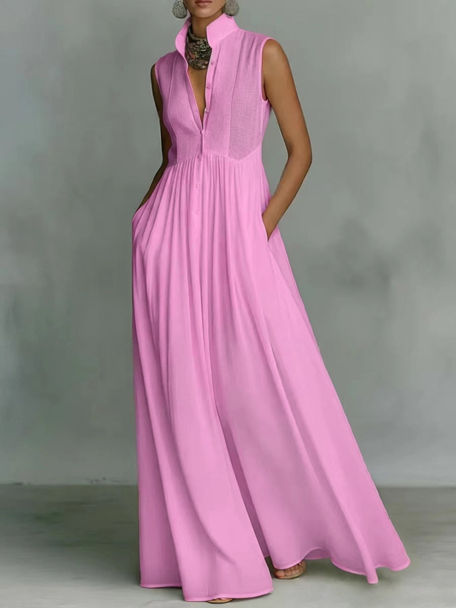 Vacation long-sleeved pleated French-style colorful dress
