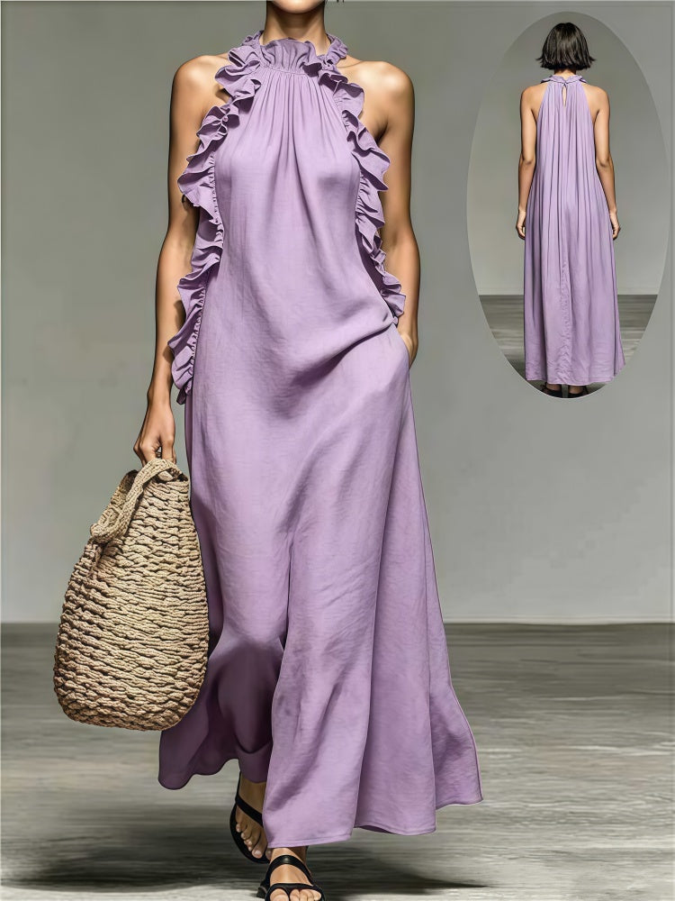 Ruffled Halter Neck Maxi Dress