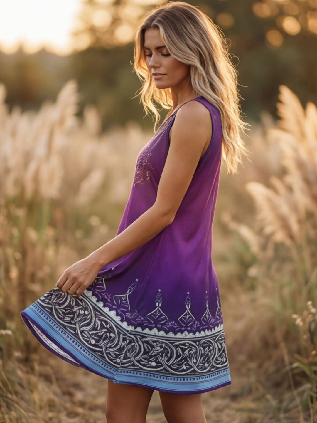 Casual sleeveless bohemian style dress
