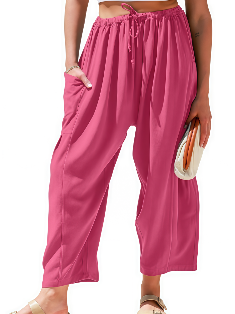 Casual Linen Blend Wide Leg Pants