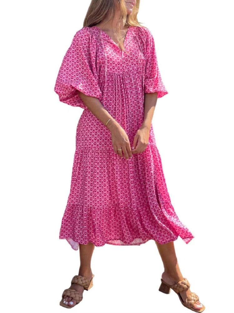 Puff Sleeve Tiered Maxi Dress