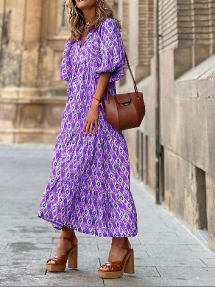 Puff Sleeve Tiered Maxi Dress