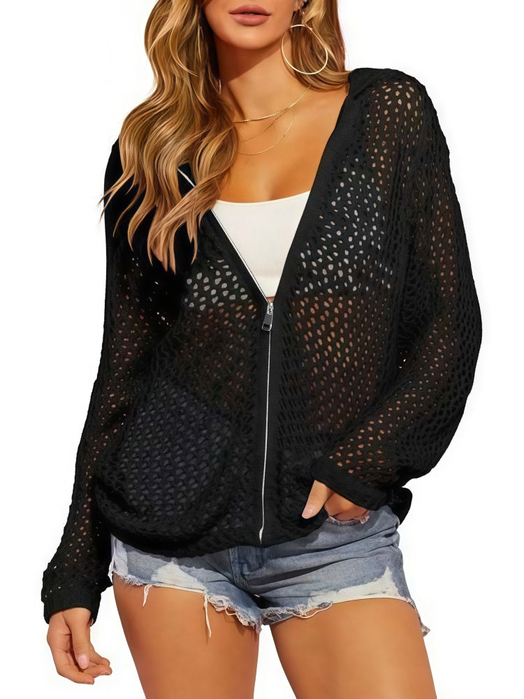 Openwork Knit Beach Hoodie