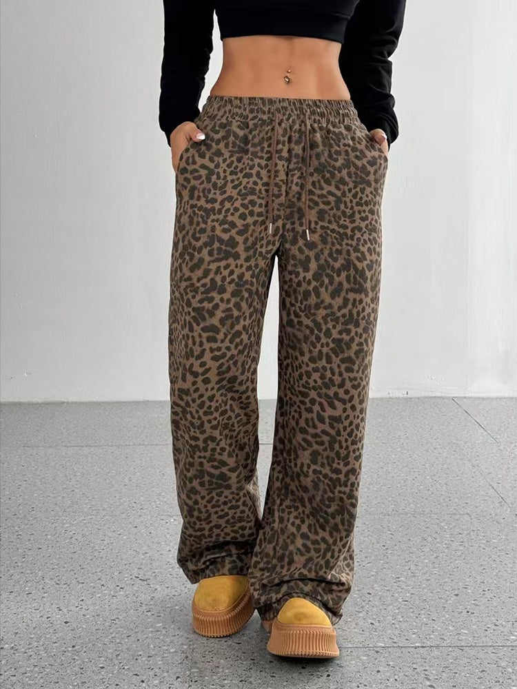 Leopard Print High-Waisted Wide Leg Pants