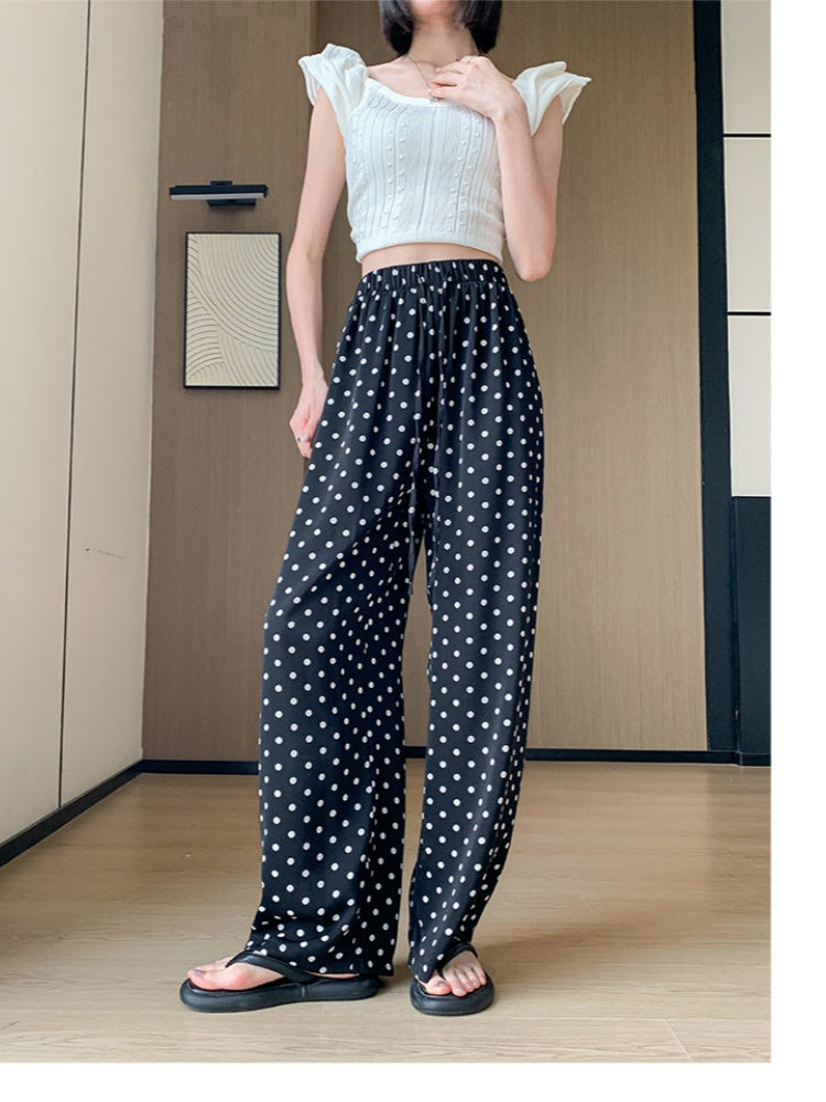 Gingham Drawstring Wide Leg Pants