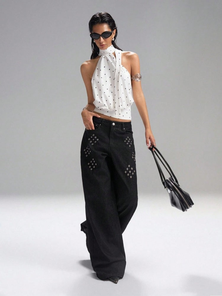 Polka Dot Halter Neck Top