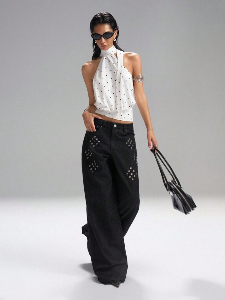 Polka Dot Halter Neck Top