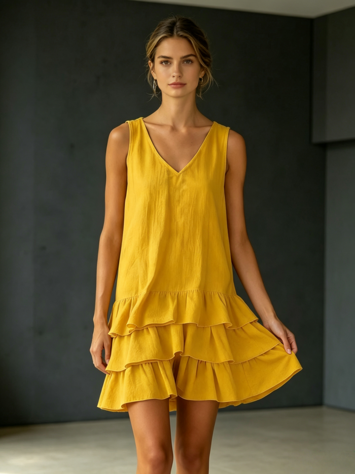 Fashionable loose-fitting casual solid color vest dress