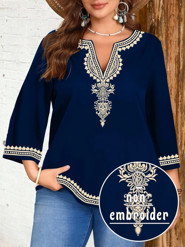 Casual printed three-quarter sleeve top