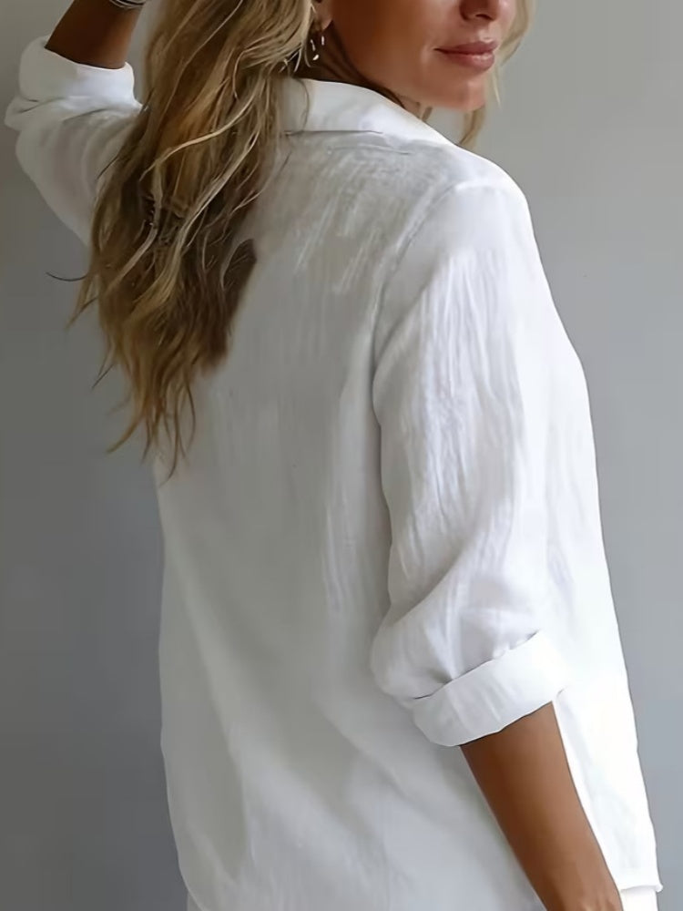Oversized Linen Blend Button-Down Shirt