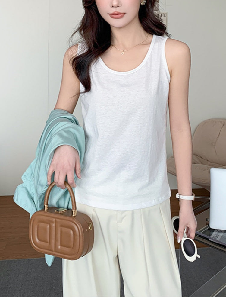 Soft Scoop Neck Loose Fit Cotton Tank Top