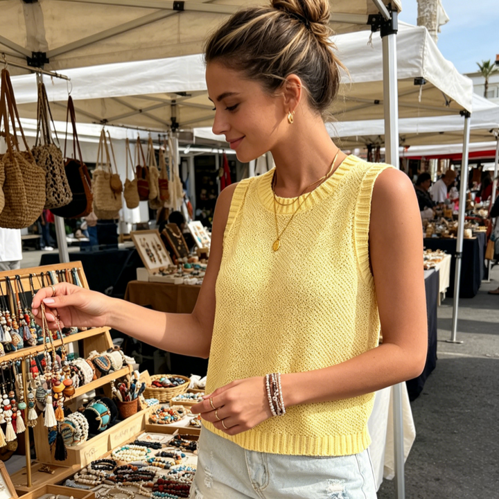 Open Back Knit Tank Top