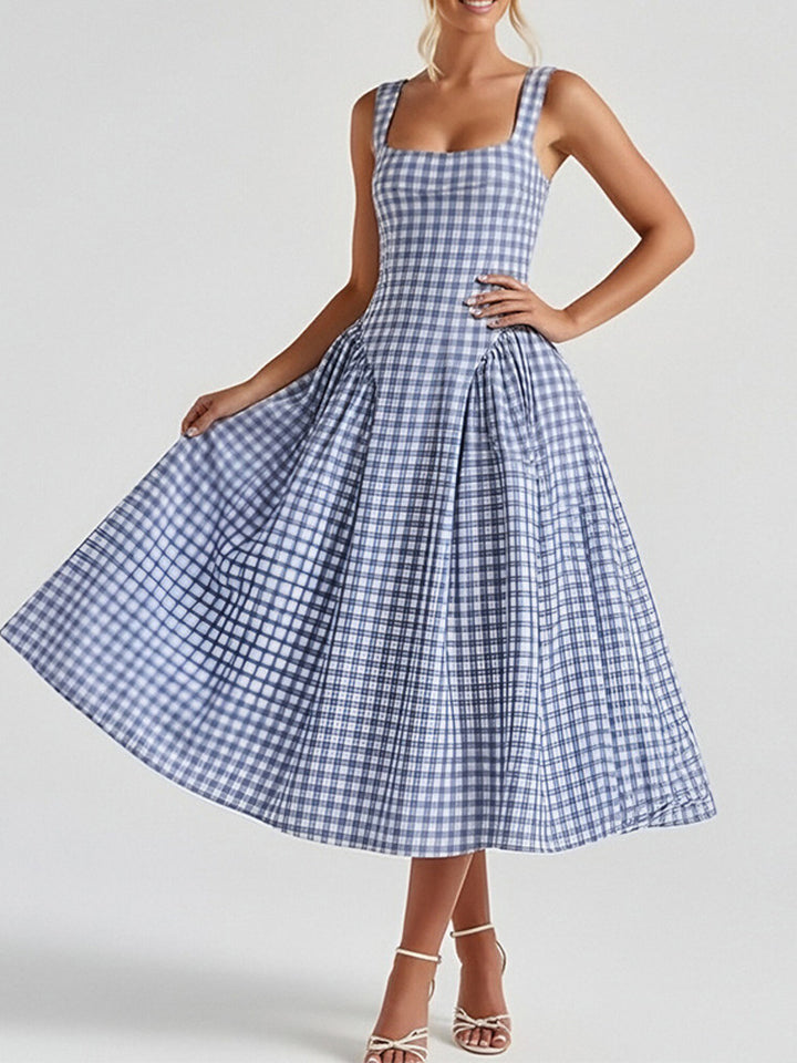 Polka Dot Square Neck Maxi Dress