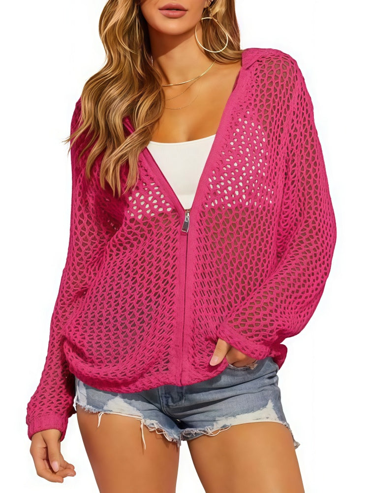 Openwork Knit Beach Hoodie