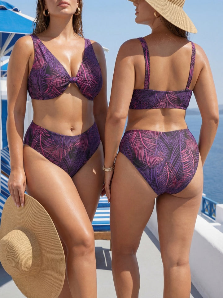 Plus Size High-Waisted Bikini Set – Tummy Control &amp; Supportive Fit