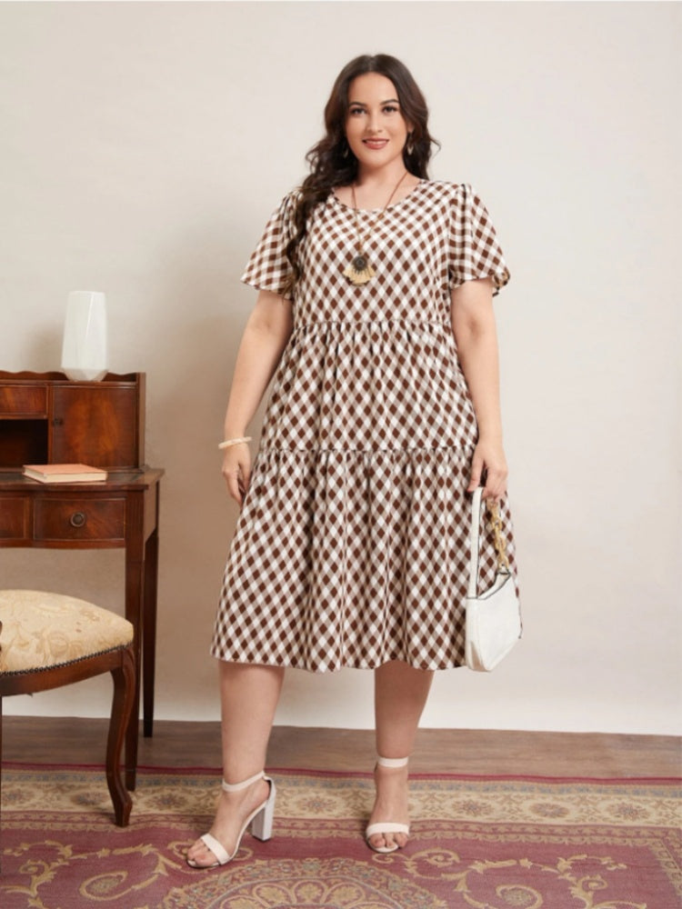 Plus-size vintage plaid dress