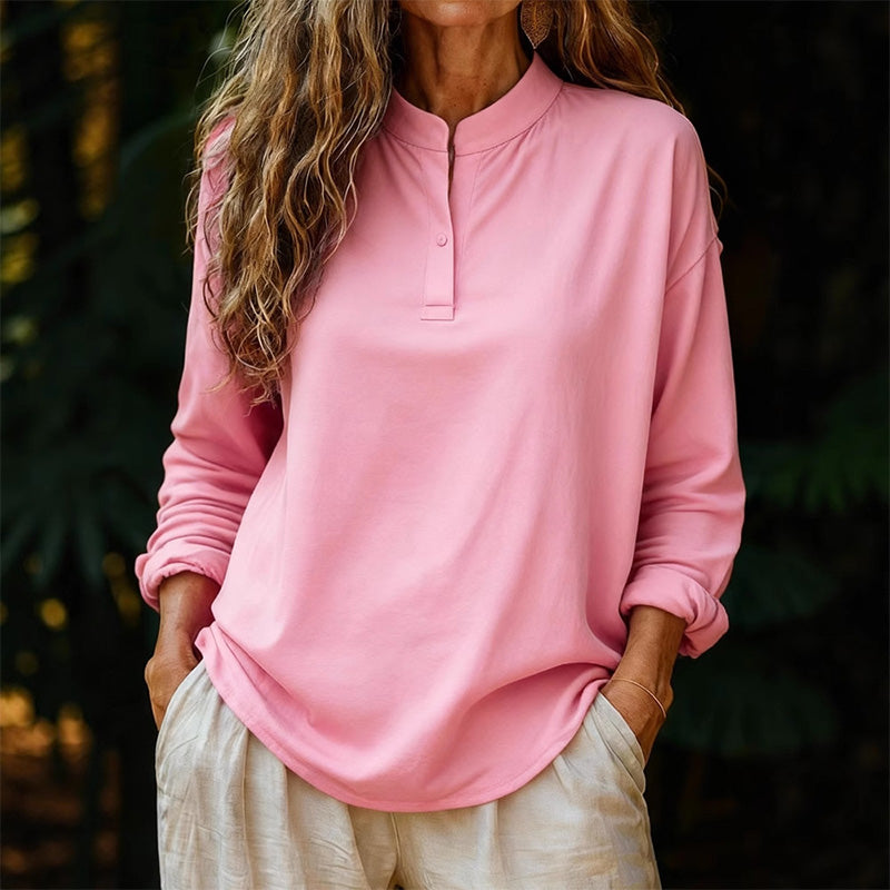Casual loose long-sleeved round neck pullover shirt