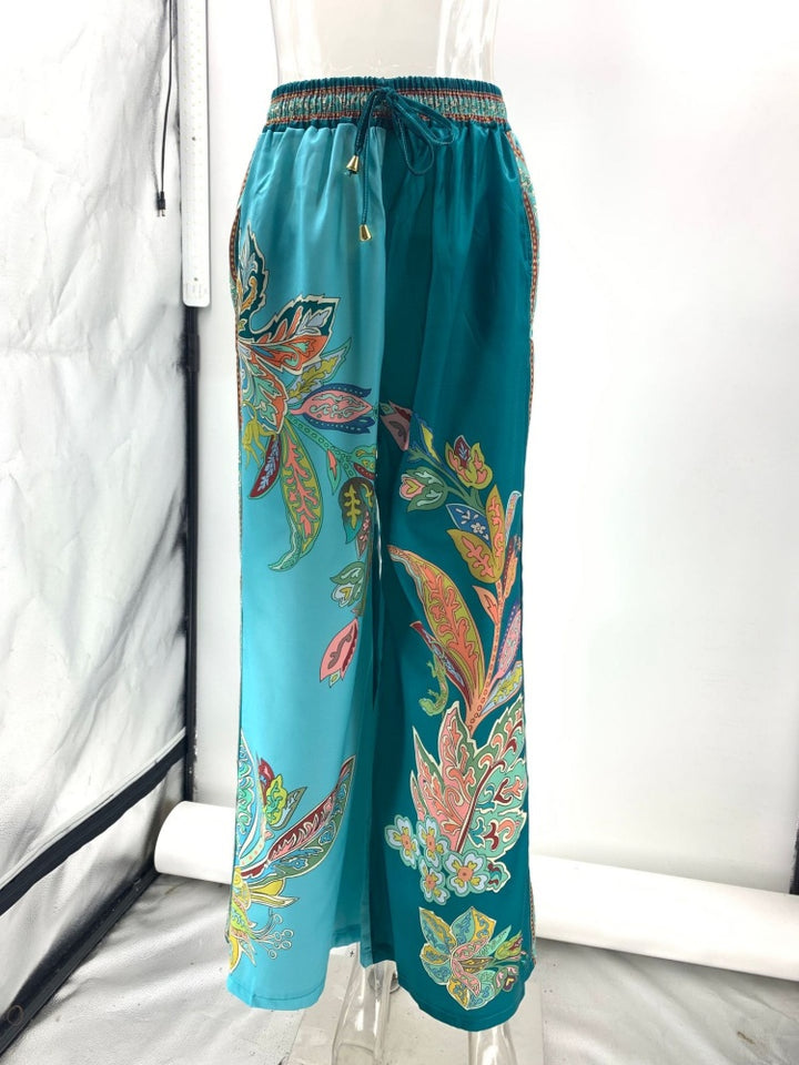 Floral Print Satin Two-Piece Set