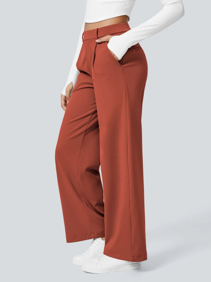 High Waisted Pleated Wide Leg Trousers
