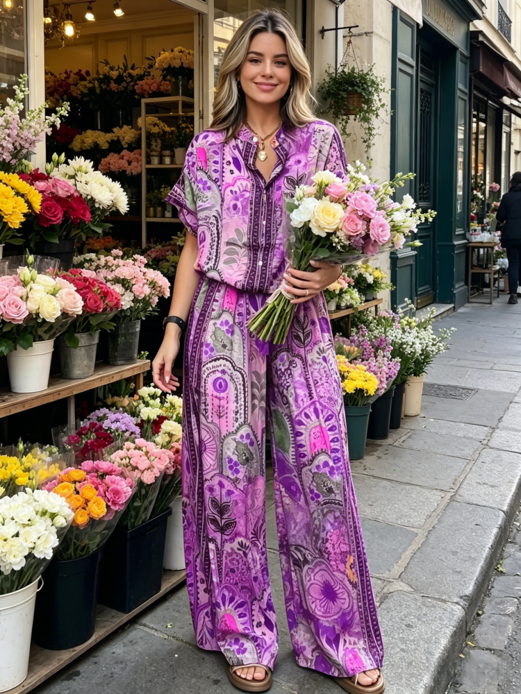Bohemian Floral Print Two-Piece Set