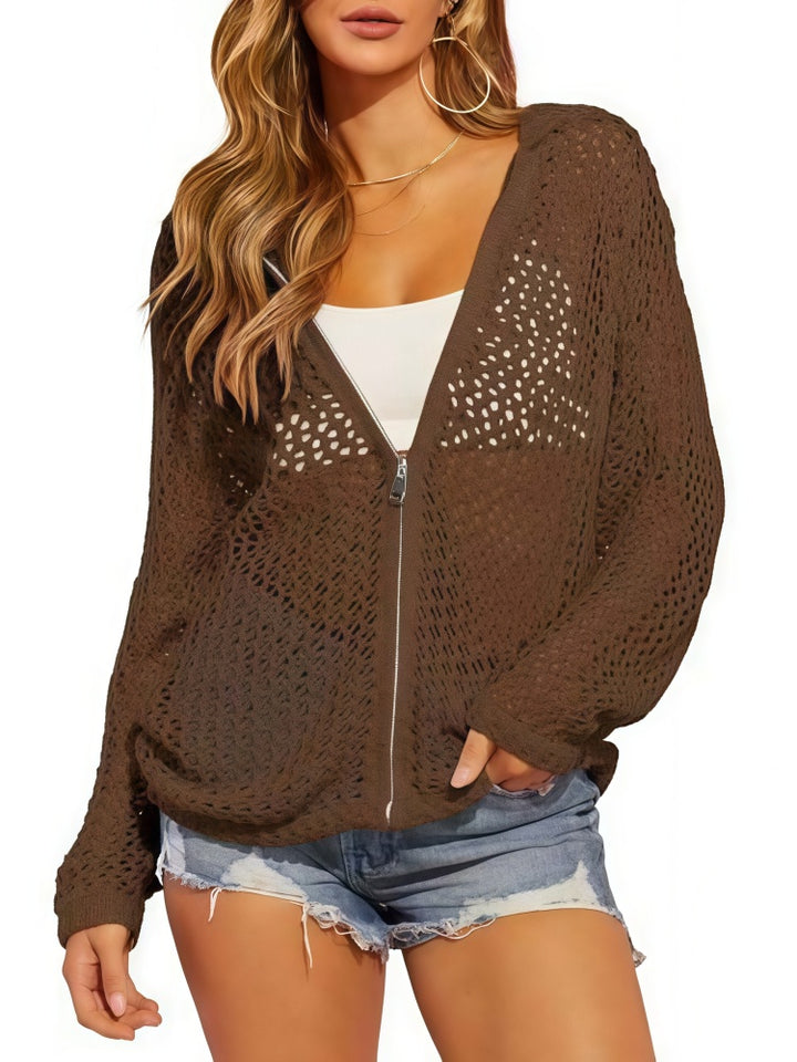 Openwork Knit Beach Hoodie