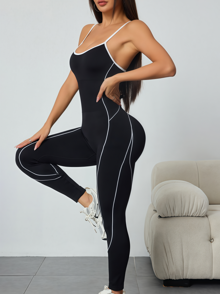 Seamless Contrast Trim Yoga Jumpsuit