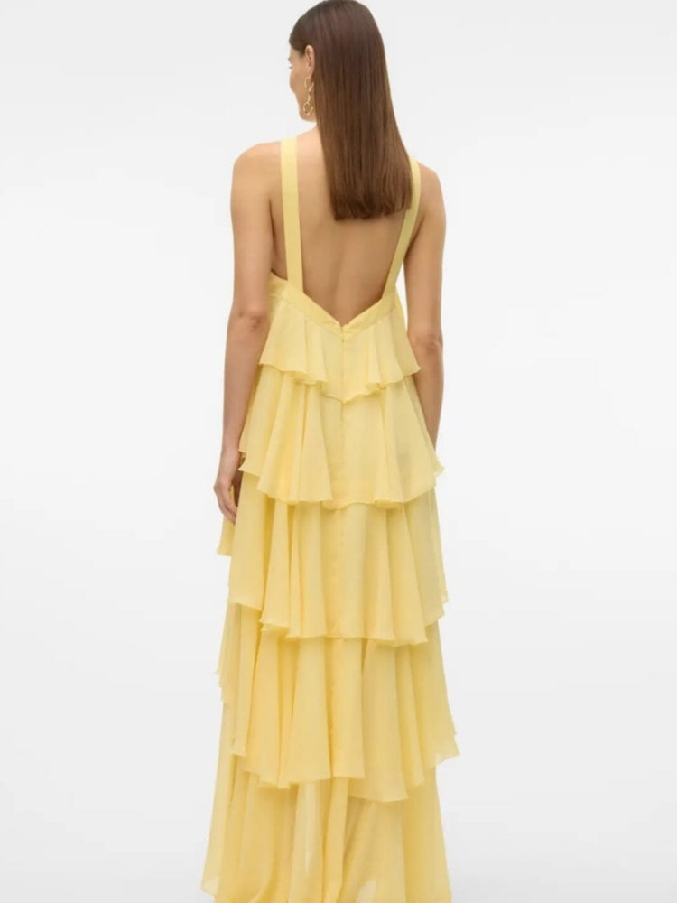Ruffle Backless Formal Dress