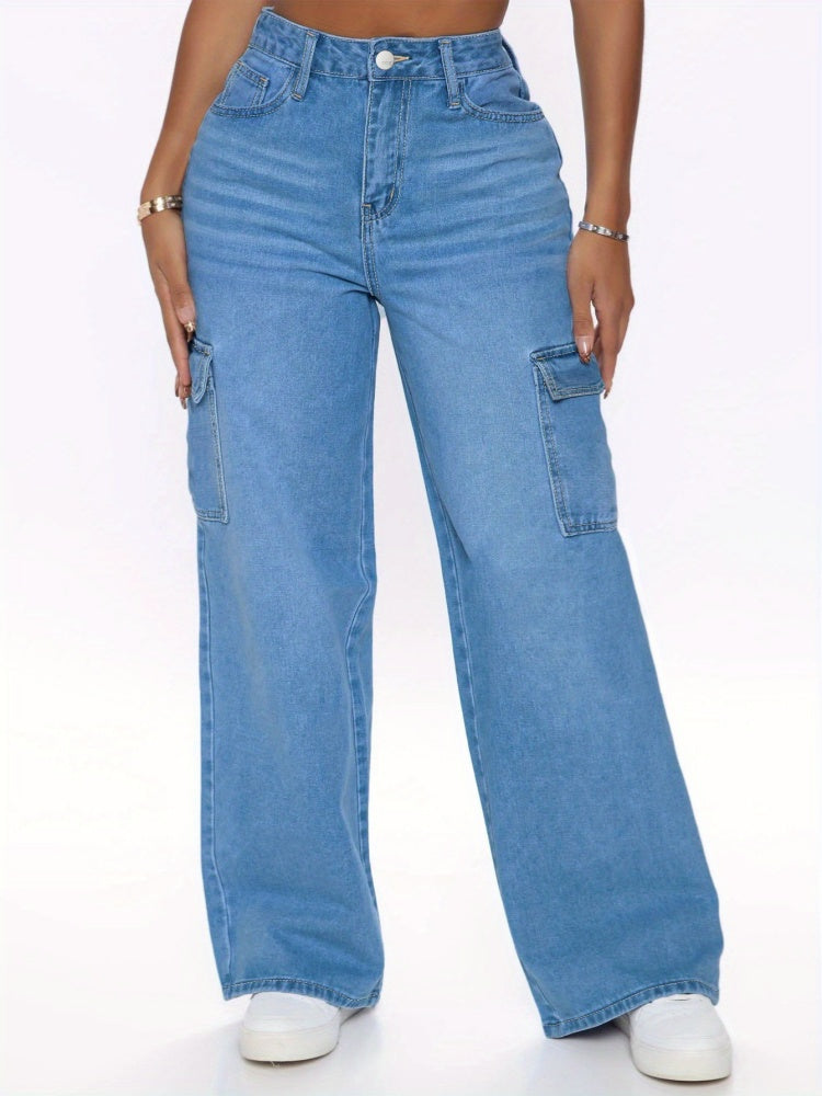 Plus Size Light Wash Cargo Jeans