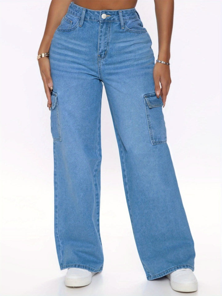 Plus Size Light Wash Cargo Jeans