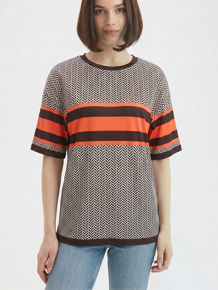 Summer Color Block Fashion Short-Sleeve Top