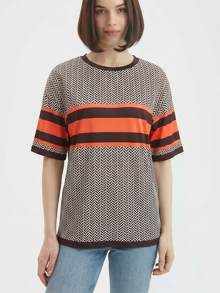 Summer Color Block Fashion Short-Sleeve Top