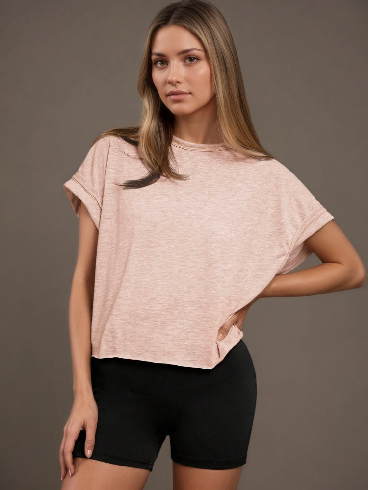 Short Sleeve Criss Cross Open Back Crop Top