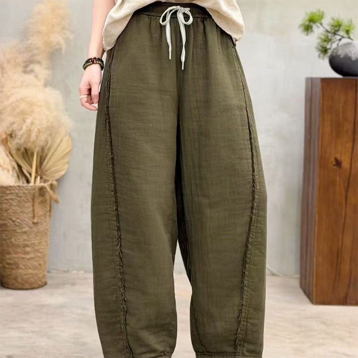 Retro drawstring curved blade style loose casual pants