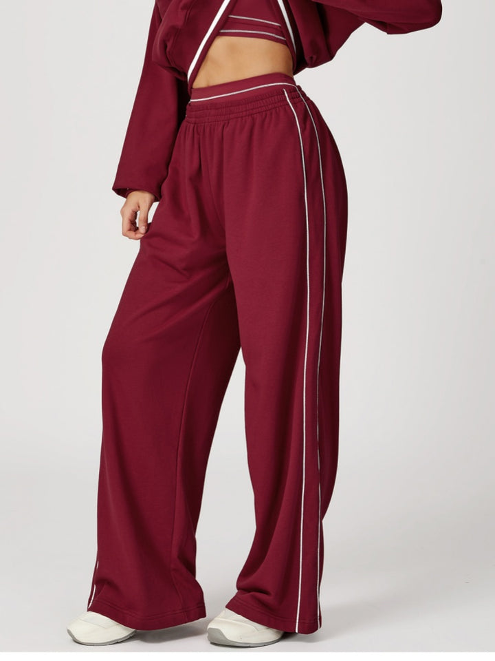 High Waist Striped Wide Leg Sweatpants